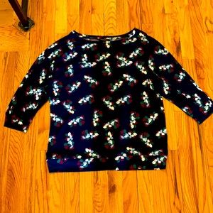 Banana Republic Factory 3/4 sleeve comfy & loose shirt navy blue w/ floral print